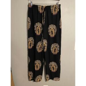 GALA Collection Pants Womens Small Black Silk Drawstring Straight Leg Artsy 90s